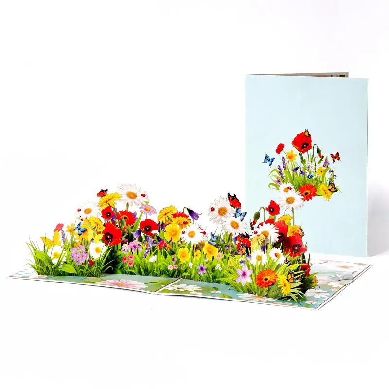3D-Grußkarte mit Schmetterlingsblume, stehendes Design für Geburtstag, Hochzeit, Jahrestag, mit Umschlag