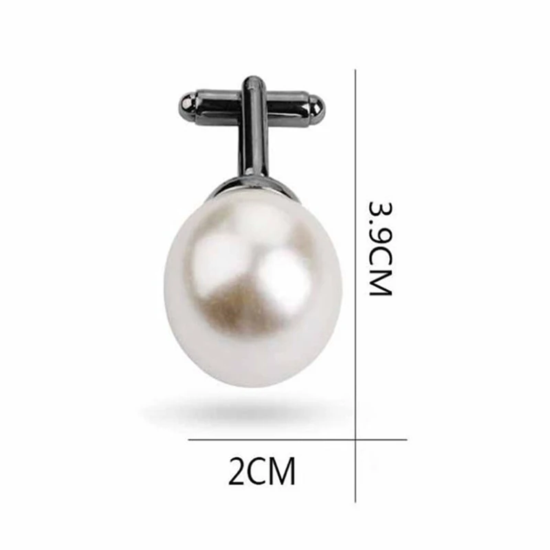 Beads Cufflinks For Men Round White Imitation Pearl Cuff Link Women Suit Concise Business Cufflink Wedding Party Cuflink Gift