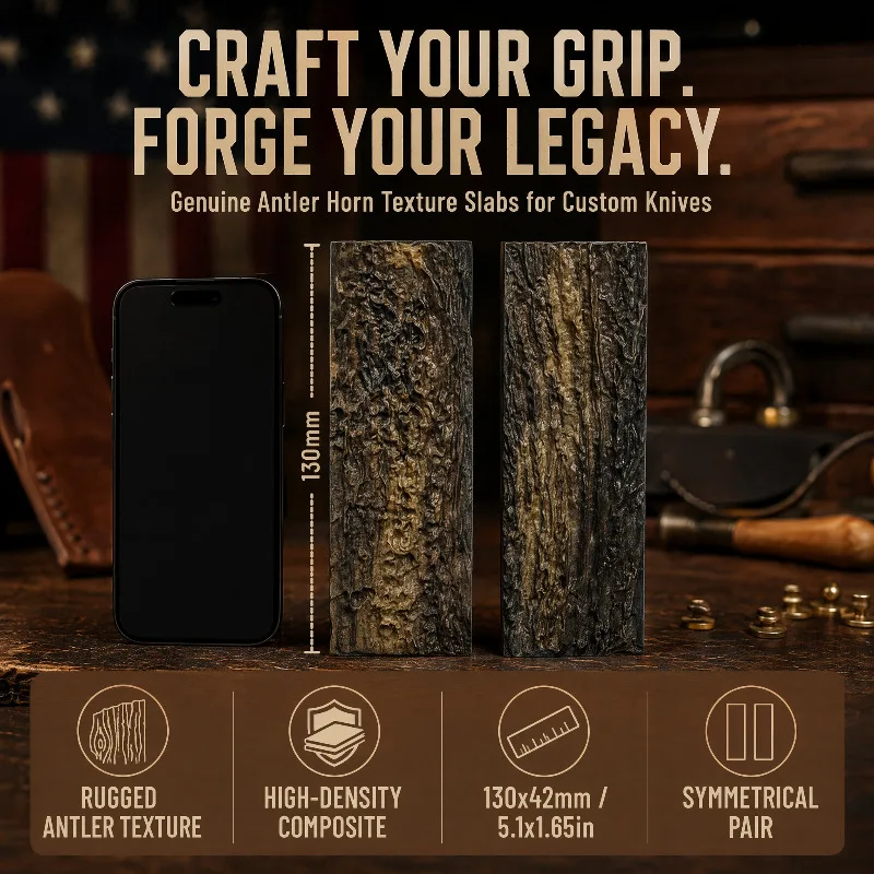 1 Pair Antler Horn Slabs DIY Knife Handle Patch Material POM Resin Imitated Deer Antler Shank scales slabs blanks grip