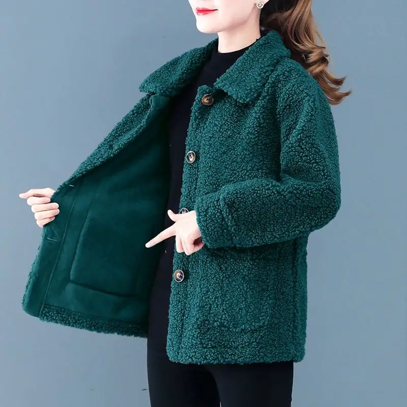 Women's Lambswool Coat Thicken Winter Fleece-lined Coat Autumn Winter Jacket Top Comfortable Warm Fashion Faux Fur Coats