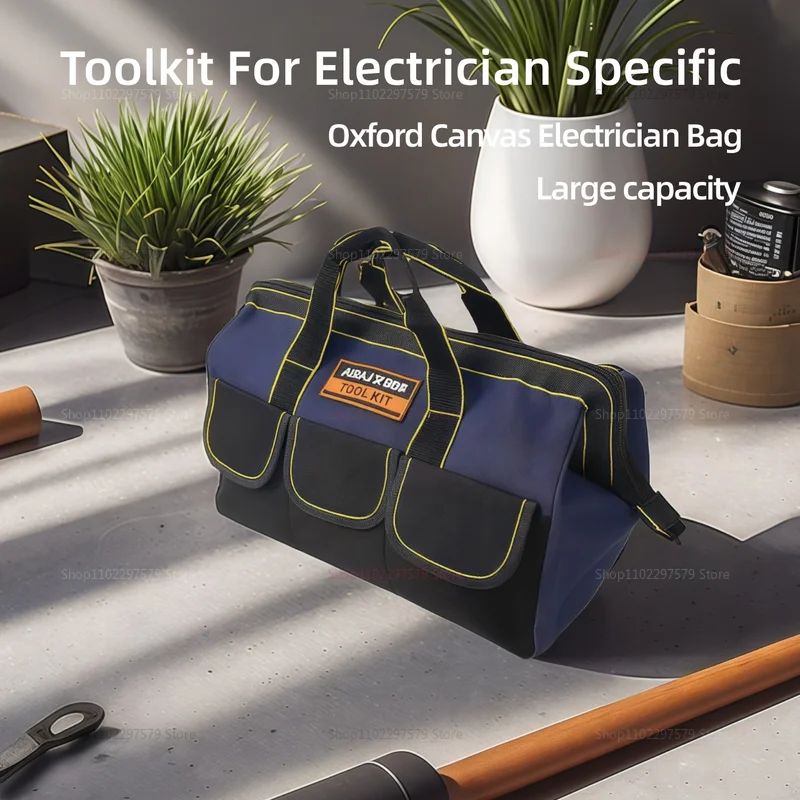 Multifunctional Tool Bag Large Capacity Waterproof Oxford Canvas Thickened Wear-Resistant Electrician Repair Storage Bag