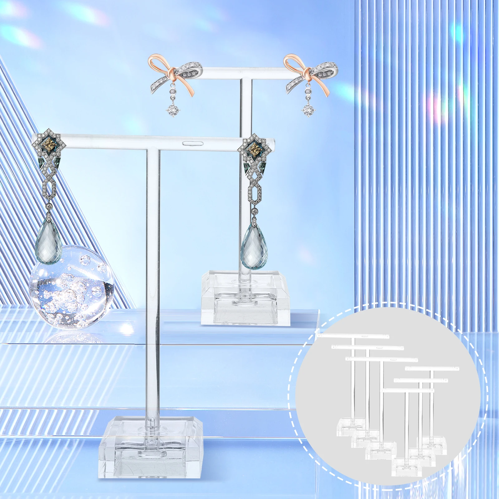 6pcs Earring Display Stand Acrylic Jewelry Holder Necklace Rack Storage Organizer Counter Top Miss Earrings Rack