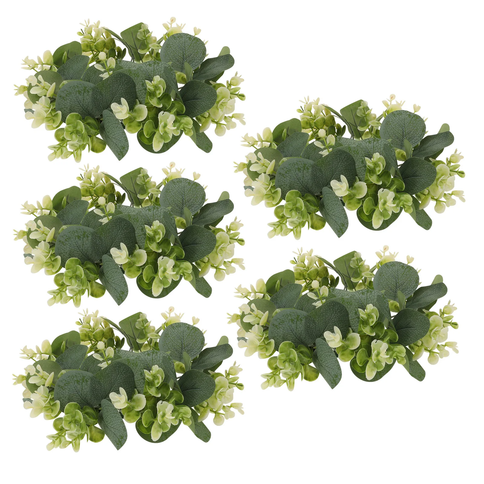 

5Pcs Eucalyptus Wreath Mini Greenery Rings Faux Eucalyptus Wreath for Spring and Summer Wedding Centerpieces Front Door