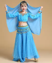 Fashion New Style Child Belly Dance Indian Dance Costume Set Sari Bollywood Children Outfit Belly Dance Performance Clothes Sets