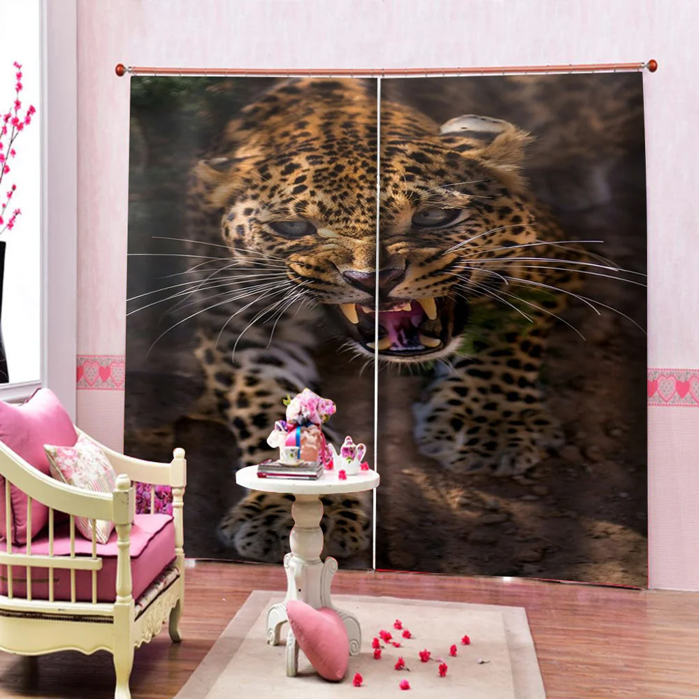 Custom tiger curtains 3D Curtain Printing Blockout Polyester Photo Drapes Fabric For Room personality curtains