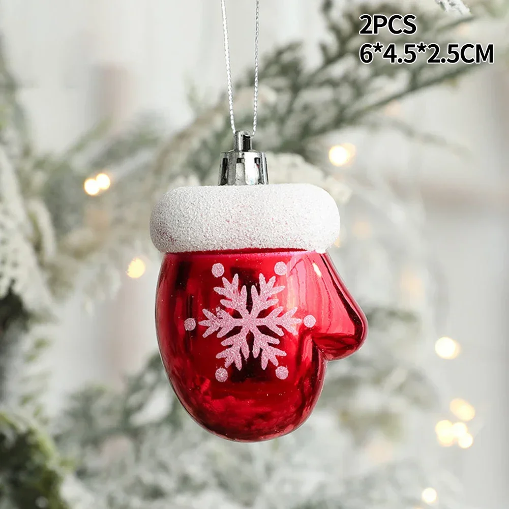 2pcs Christmas Decorations 2023 Creative Christmas Tree Hanging Pendant Ice Cream Glove Ornaments For Home Party Decor Plastic