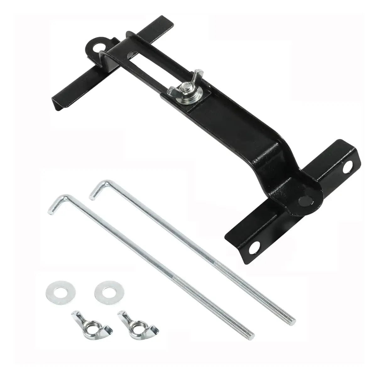 

Automobile battery clamp kits, adjustable battery clamp brackets, universal battery crossbars with J-bolts, automatic battery