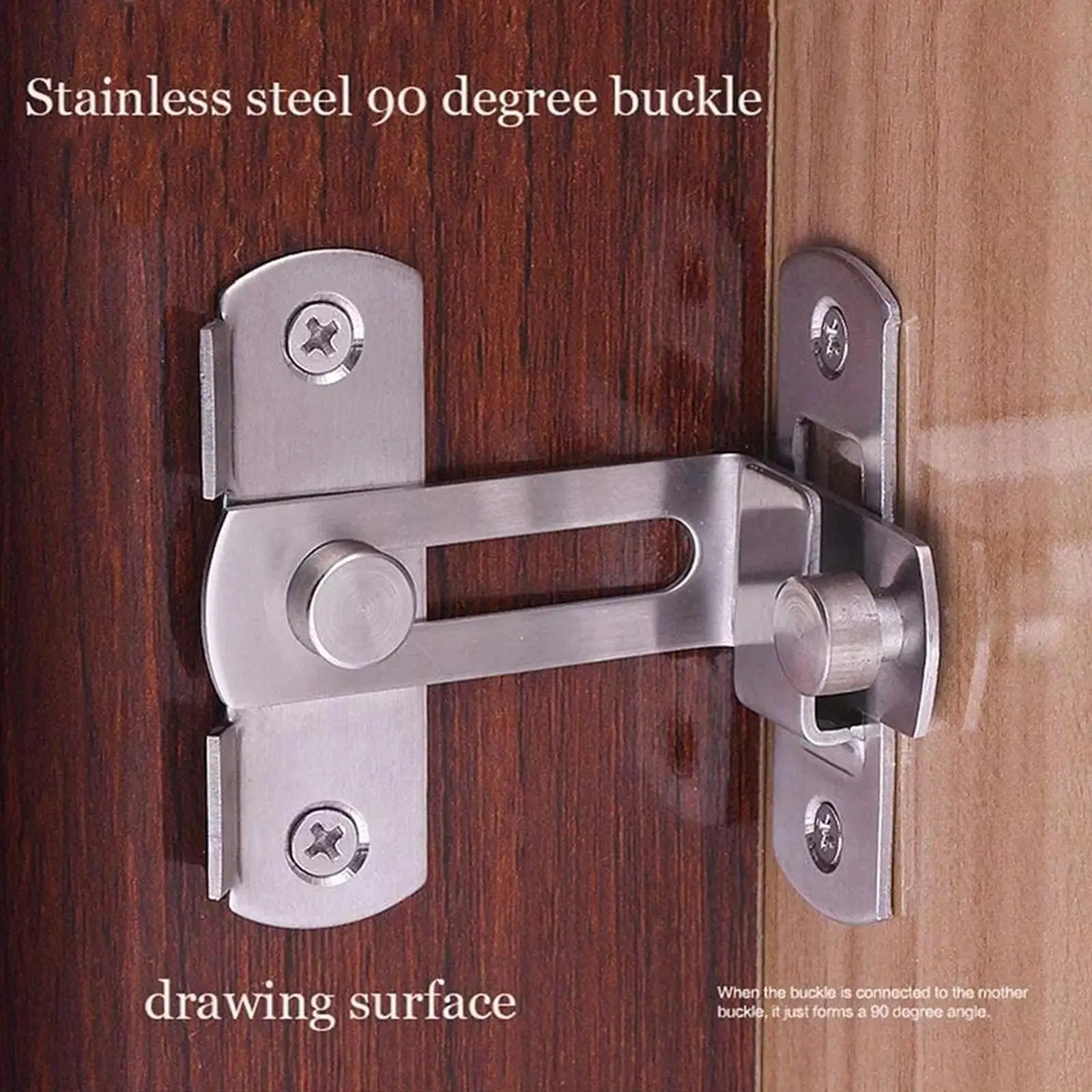 Stainless Steel 90 Degree Hasp Latches Sliding Door Chain Locks Security Hardware For Window Cabinet Hotel Home U7D5