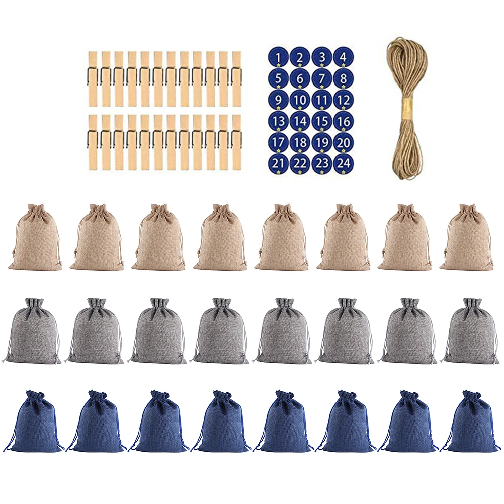 

1Set Christmas Linen Candy Gift Bags Reusable Drawstring Pouches for Party Favor Packaging Candy Storage Small Gifts Xmas