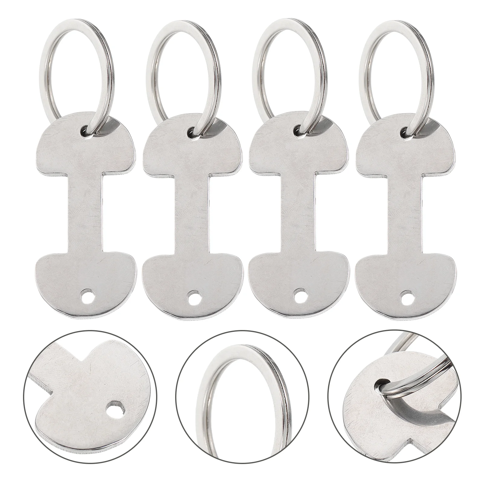 

4 Pcs Cart Coin Keychain Token Trolley Small Tokens Portable Ring Shopping with Wheels