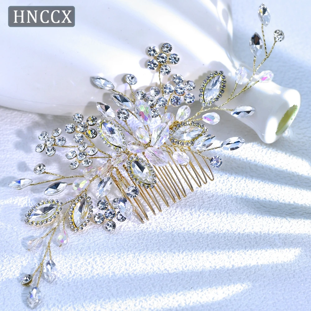 

HNCCX Bride Rhinestone Hair Comb Bridesmaid Headdress Wedding Shining Hair Ornaments Fashion Headwear Crystal Headpiece CP898