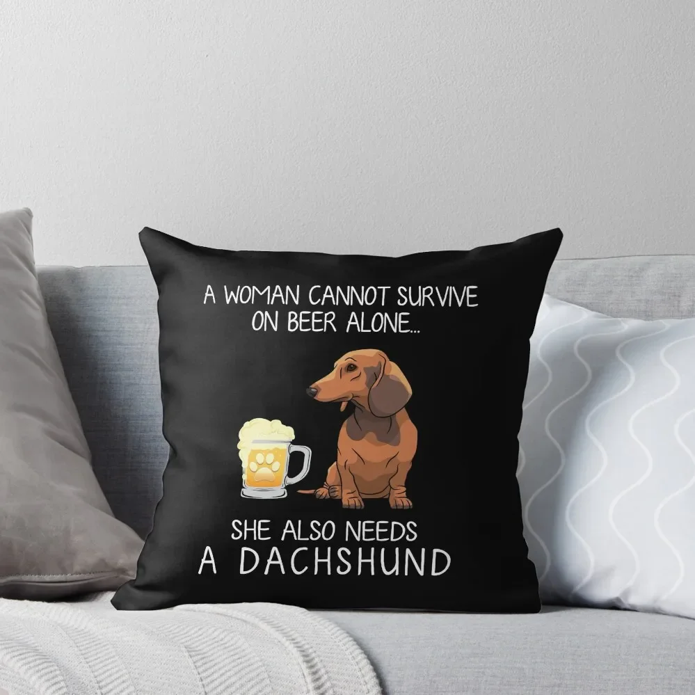 

Dachshund Mom and Beer Funny dog gift Throw Pillow Christmas Pillow Covers Decorative Cushion Cover christmas supplies pillow