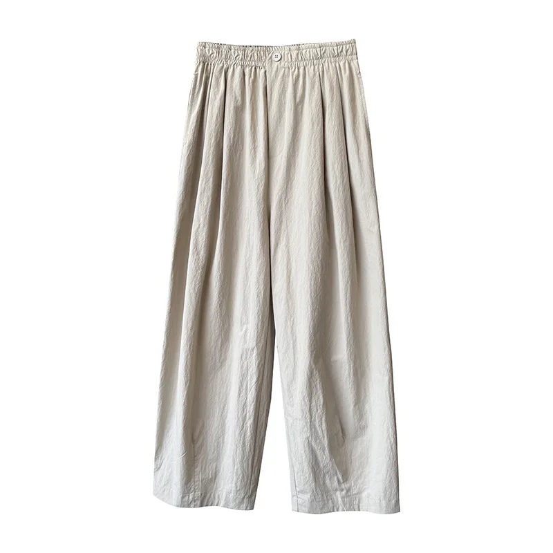Japanese high waisted straight leg work pants for summer 2025  new thin style carrot pants loose casual wide leg pants