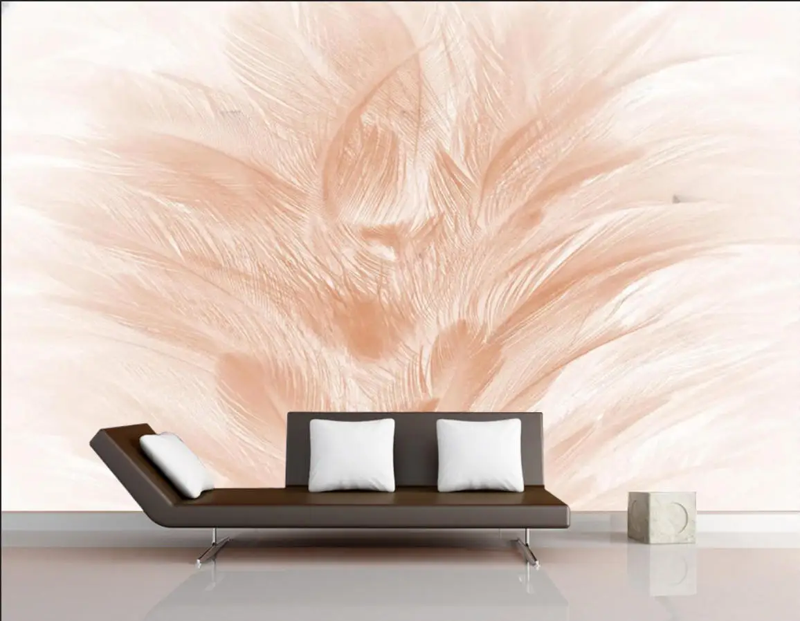 French style photo wallpaper modern minimalist abstract pure white colorful feather living room decorate Custom 3d wallpaper