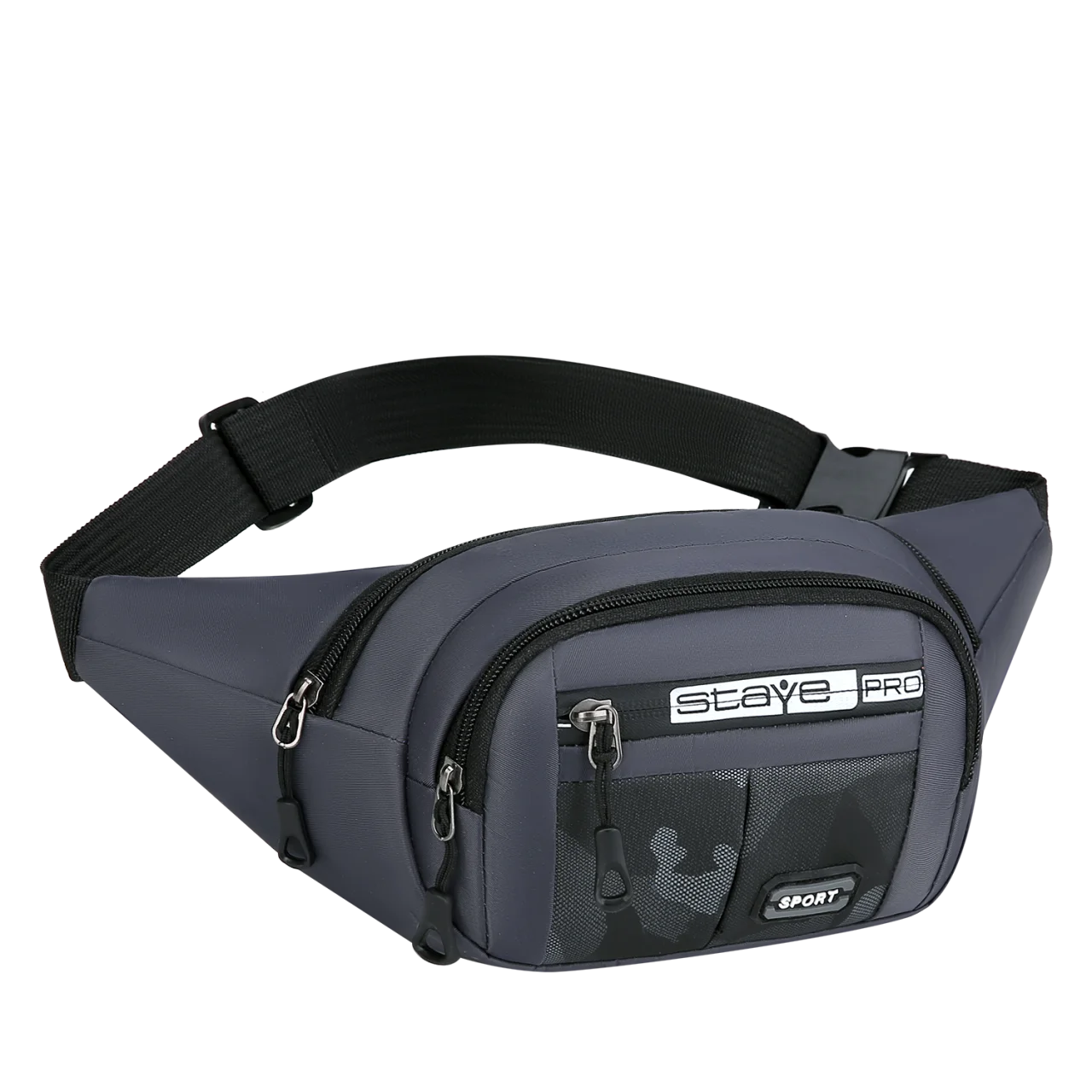Camouflage Splicing Sports Waist Bag, Multi-pocket Portable Fanny Pack for Outdoor Cycling