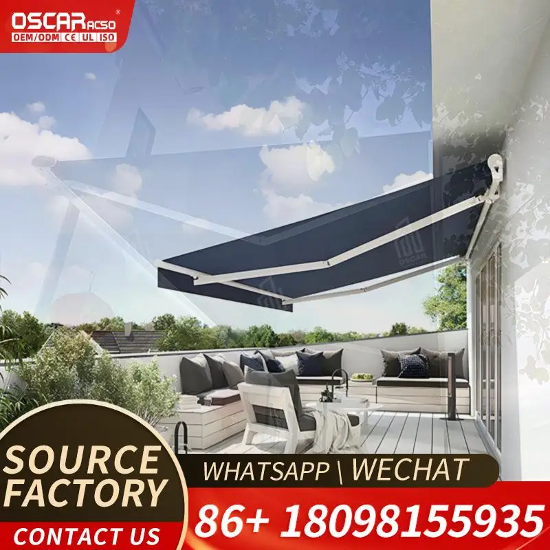 Outdoor Retractable Sunshade Electric Folding Roof Wireless Remote Control Motorized Sun Protection for Patio Garden Balcony Ret