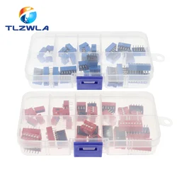 1PCS Dip Switch Kit In Box 1 2 3 4 5 6 7 8 10 Way 2.54mm Toggle Switch Red Snap Switches Mixed Kit Each 5PCS Combination Set