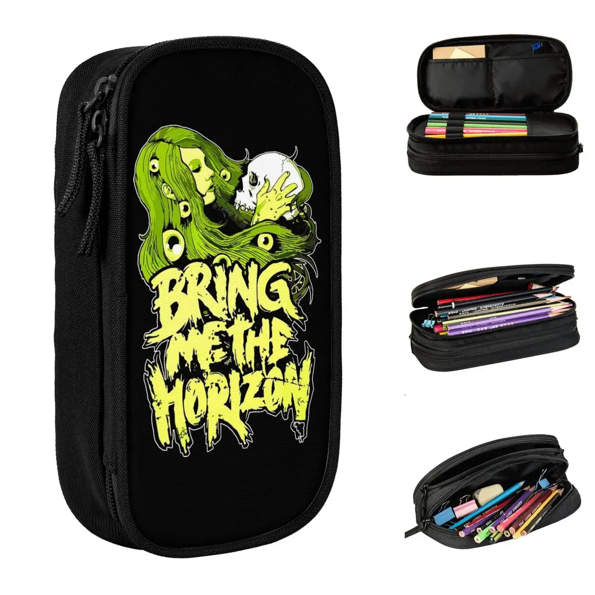 

New Bring Me The Horizons BMTH Music Band Pencil Case Pencil Box Pen Holder Big Capacity Bag School Supplies Cosmetic Stationery