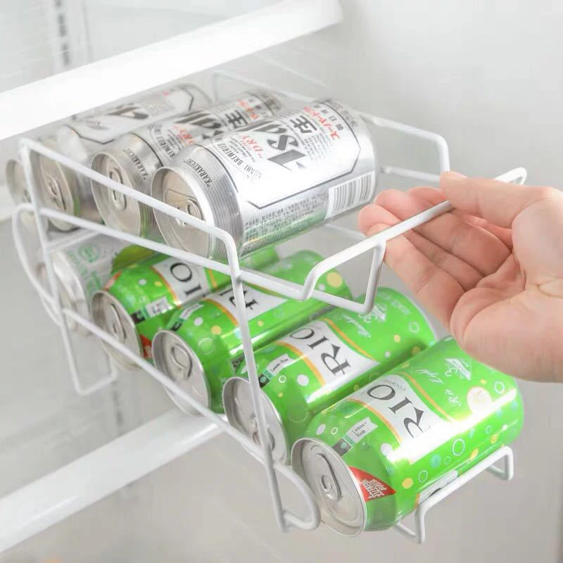 Refrigerator fresh-keeping beverage cans beer cola kitchen storage rack double-layer organizer desktop storage rack