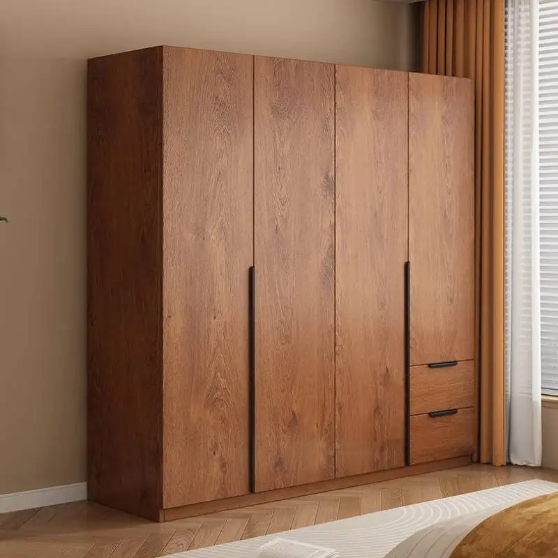 

Brown Modern Wardrobes Closet Wooden Hanging Rod Door Saving Wardrobes Storage Drawers Tall Guarda Roupas Furniture For Home