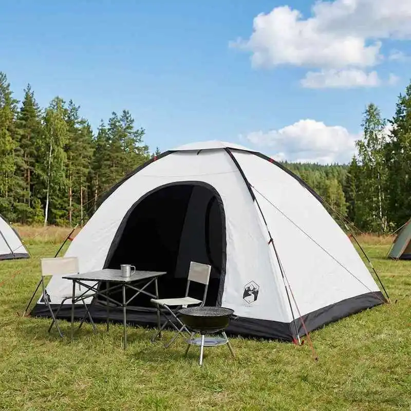 Campingzelt mit weißem, lichtundurchlässigem Dach 335x275x180 cm Großes Familienzelt für Outdoor-Camping