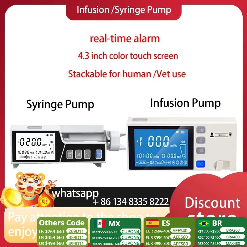 Stackable Type Human or Veterinary Use Syringe Pump Infusion pump LCD real-time Alarm Transfusion Heater