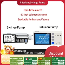 Stackable Type Human or Veterinary Use Syringe Pump Infusion pump LCD real-time Alarm Transfusion Heater