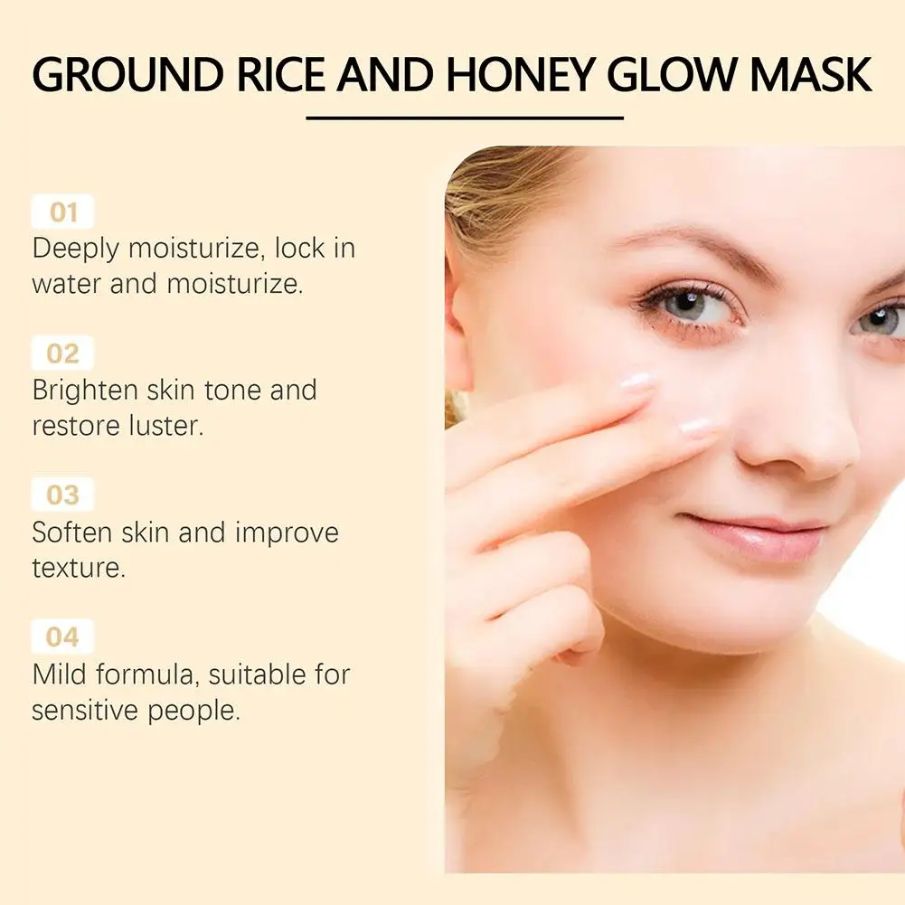 Ground Rice Honey Moisturizing Brightening Mask Hydrating Nourishing Facial Skin Glowing Washable Mask Skin Care For Women