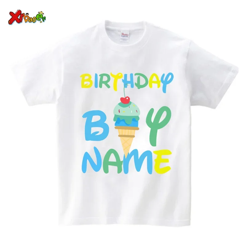 Ice Cream Birthday Boy Shirts Matching Family Birthday Shirts Boys Family Shirt Custom Name Outfits Matching Clothes Summer 2025