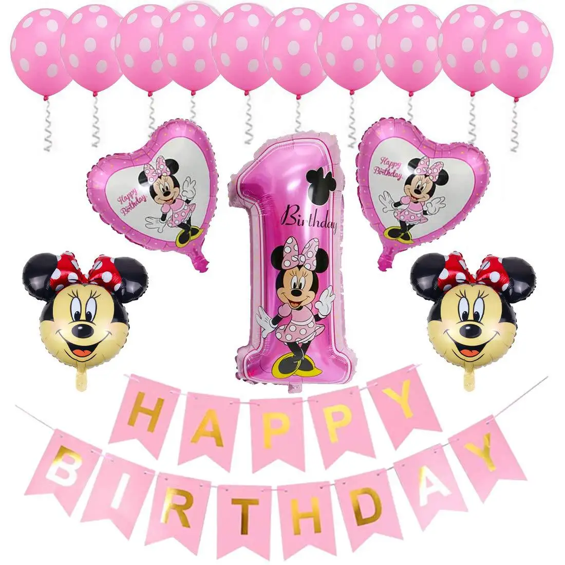 Disney Mickey Mouse themed children\'s birthday party cute version Mickey Minnie aluminum film balloon set