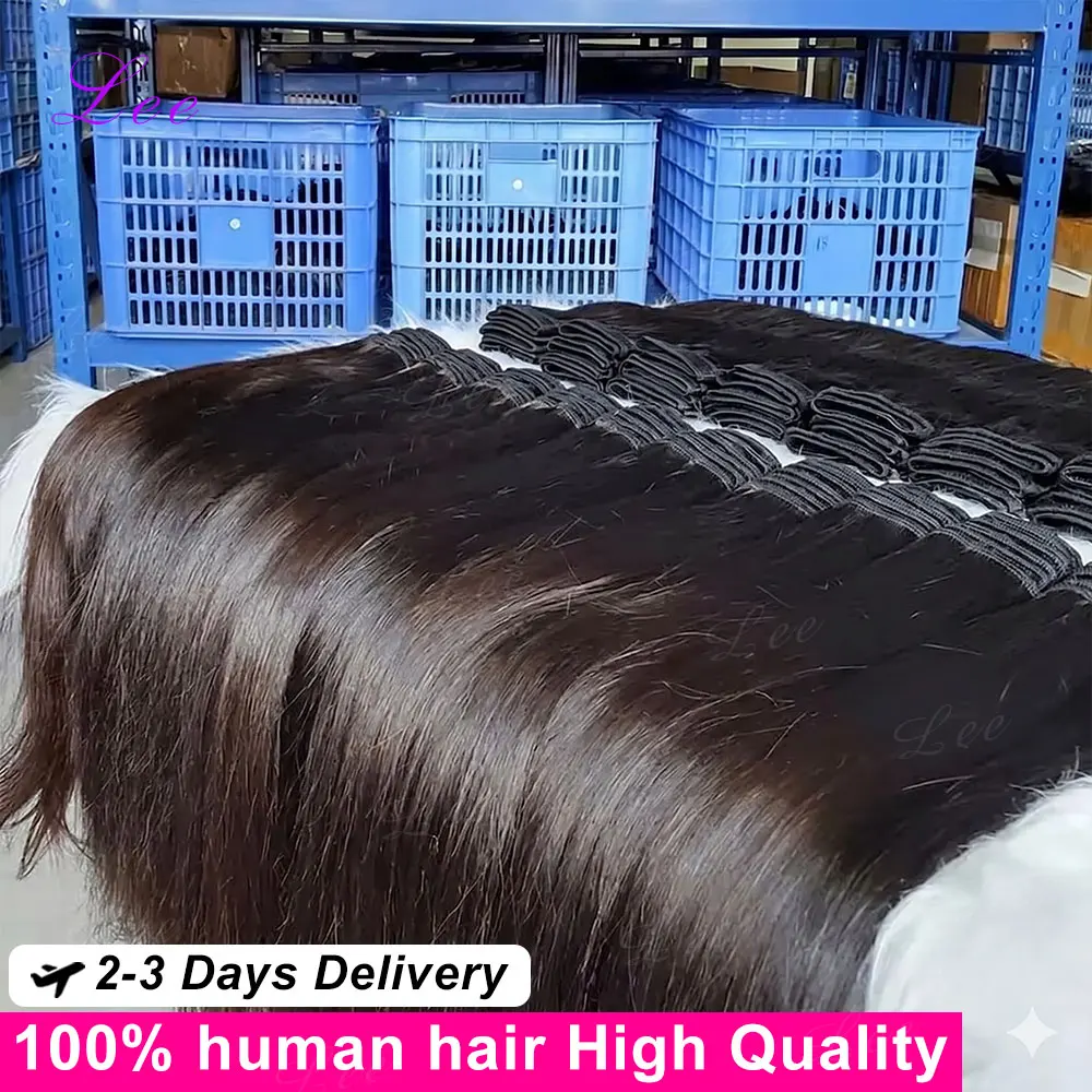 Extensions de Cheveux Humains Bruts 100% Qualité 16A, Lisses, Véritables Cheveux Remy Brésiliens, 30-34 Pouces, Non Traités
