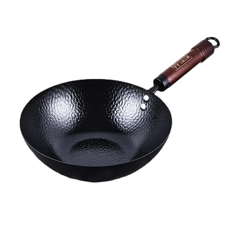 Imagem -02 - Panela Leve Wok para Mulheres Frigideira de Ferro Fundido Wok Antiaderente Durável Panelas de Cozinha para Fogão a Gás e Indução Martelo