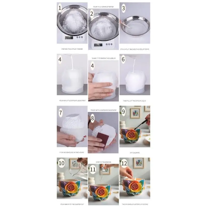652F Unique Rose Designs Silicone Mould Suitable for Concrete Craft