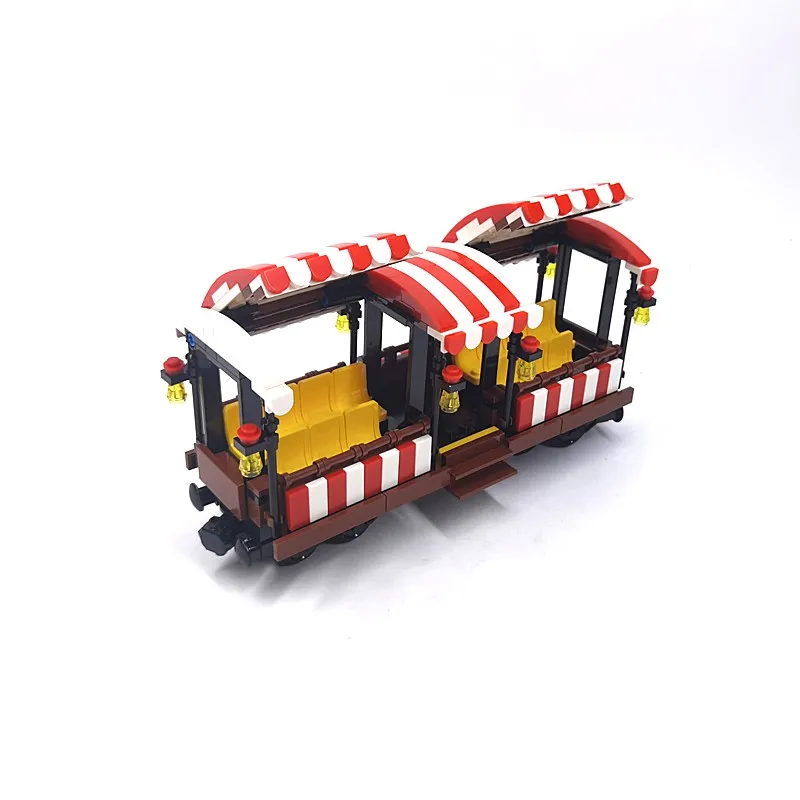 Moc High-Tech City รถไฟรถไฟบล็อกตัวต่อชุด Retro Steam Train Carriage อิฐ Constructor DIY ของเล่นสำหรับของขวัญเด็ก