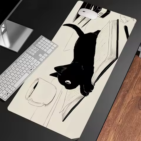 Mousepad Gamer Black Cat Office Rug Pc Accessories Desk Mat Gaming Mats Extended Pad Mouse Xxl Mouse Pad Setup Mouse Mat Setup