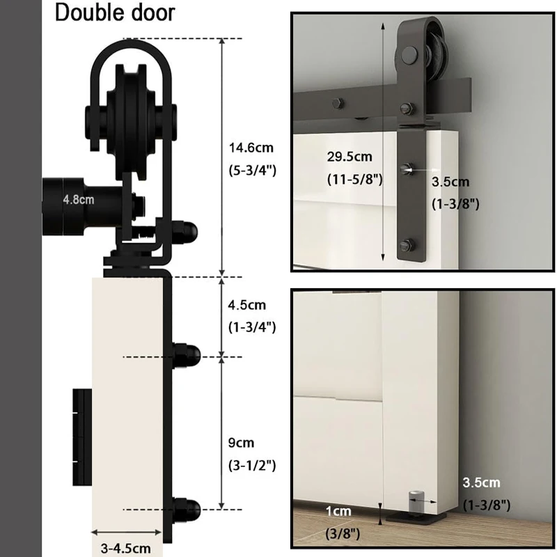 TSMST Kit di binari Hardware per porte da fienile scorrevoli Bi-pieghevoli per 4 porte, Kit Hardware per porte da fienile robusto e resistente, facile da Assemb