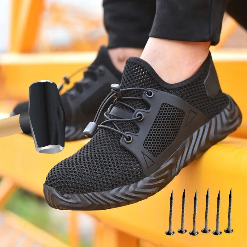 Summer Indestructible Shoes Men and Women Steel Toe Cap Work Safety Shoes Puncture-Proof Boots Lightweight Breathable Sneakers