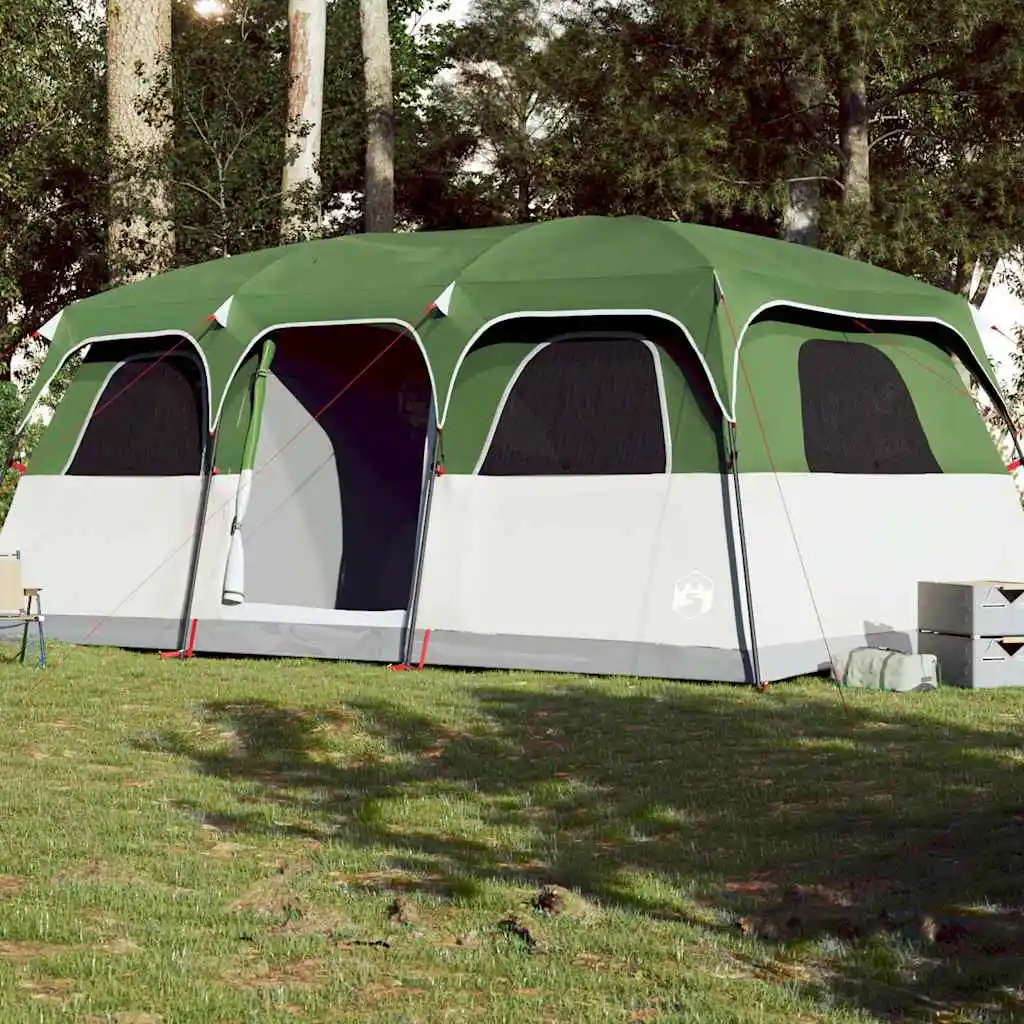 Familienzelt für 10 Personen, grün, wasserdicht, tragbares, faltbares Campingzelt für den Außenbereich, UV-Schutz-Vordach