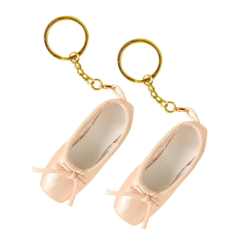 حزمة من 2 مفاتيح مستوحاة من الباليه سلسلة أحذية بوانت الساتان قلادة لطيف المفاتيح سبائك الساتان Keyrings لعشاق الرقص 97QE