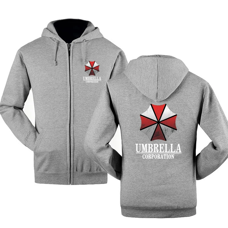 Spring Autumn Sweatshirt Umbrella Corporation Print Hoodies Men Streetwear Fleece Zipper Hooded Jacket HipHop Harajuku Tracksuit