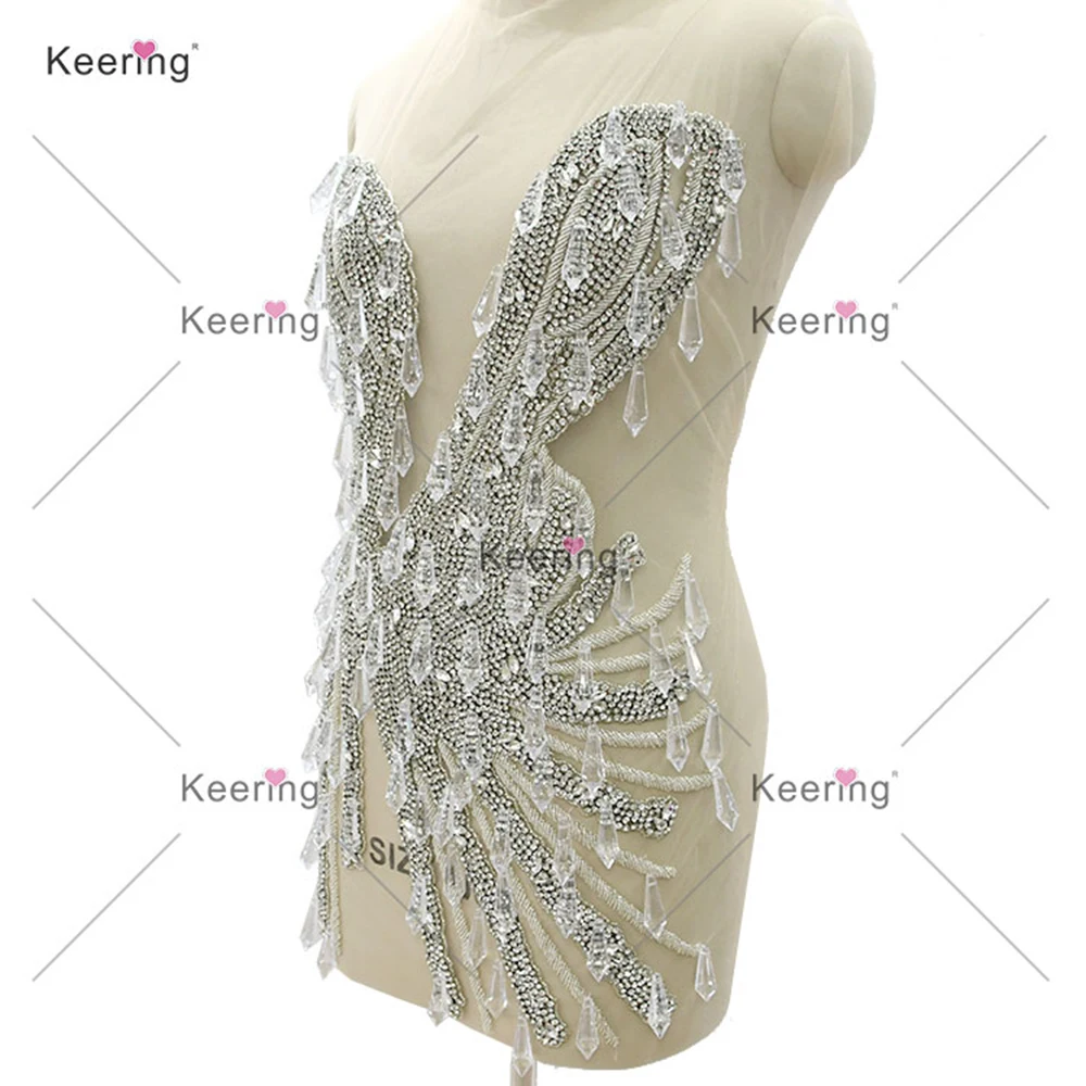 Bodice Rhinestone  Applique for Wedding Dress ,Hot Sale ,Sewing Accessories, Glass Beads, WDP-568