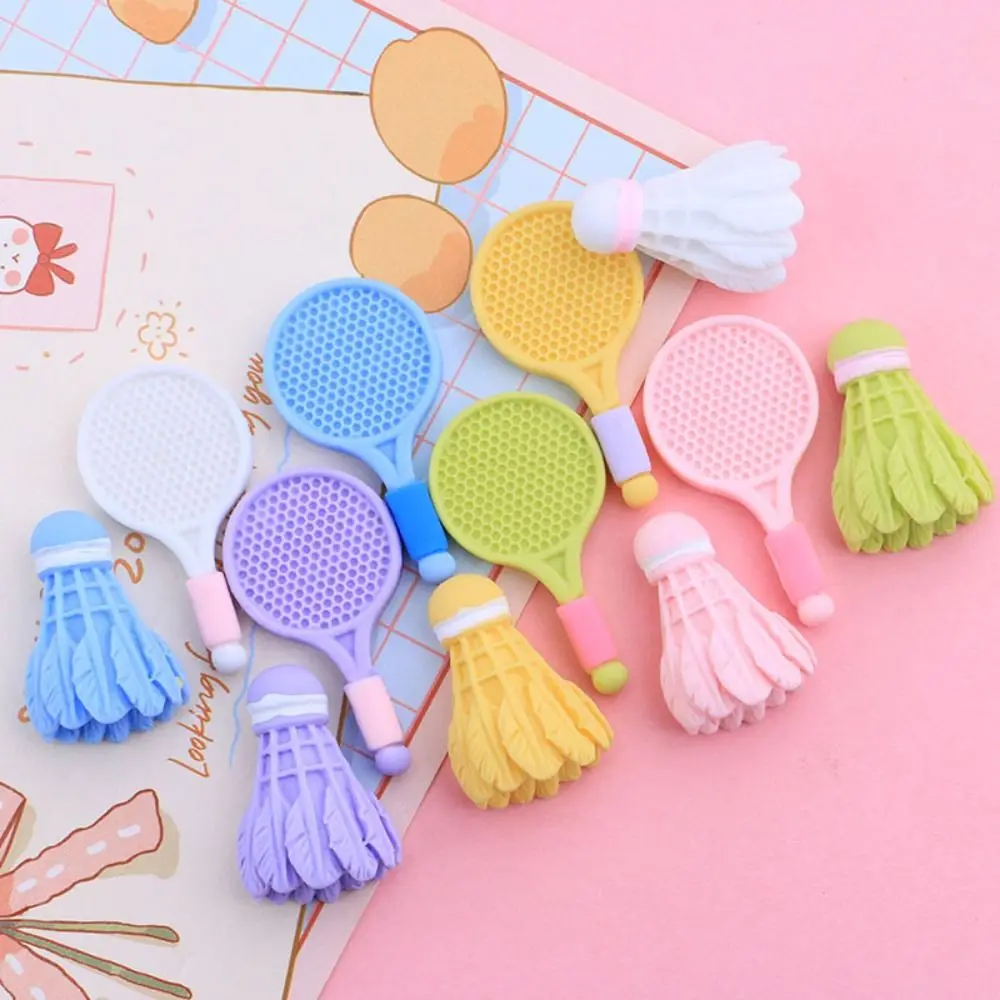 20pcs Slime Charms Badminton Racket Cream Gel for Croc Shoes Accessories DIY Crafts Phone Case Decor Hair Clip Headband Making