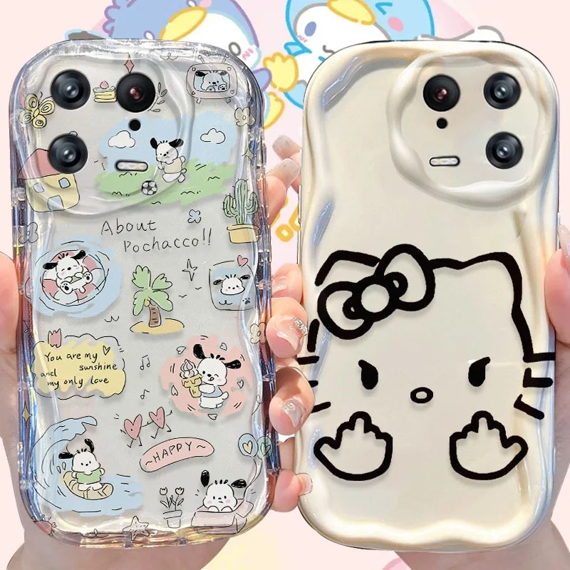 Sanrio Hello Kitty Pochacco Wave Case for Xiaomi Mi 14 13 12 Pro 11 Lite 11i 5G POCO X6 X5 X4 X3 NFC GT F6 F5 F4 F3 M4 M3 Cover