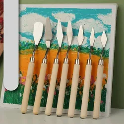 7Pcs Stainless Steel Oil Painting Knives Artist Crafts Spatula Palette Knife Mixing Knife Scraper Art Tools