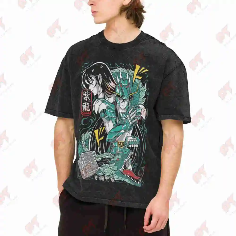 Saint Seiya Shiryu Vintage Washed Tee Pure Cotton T-Shirt