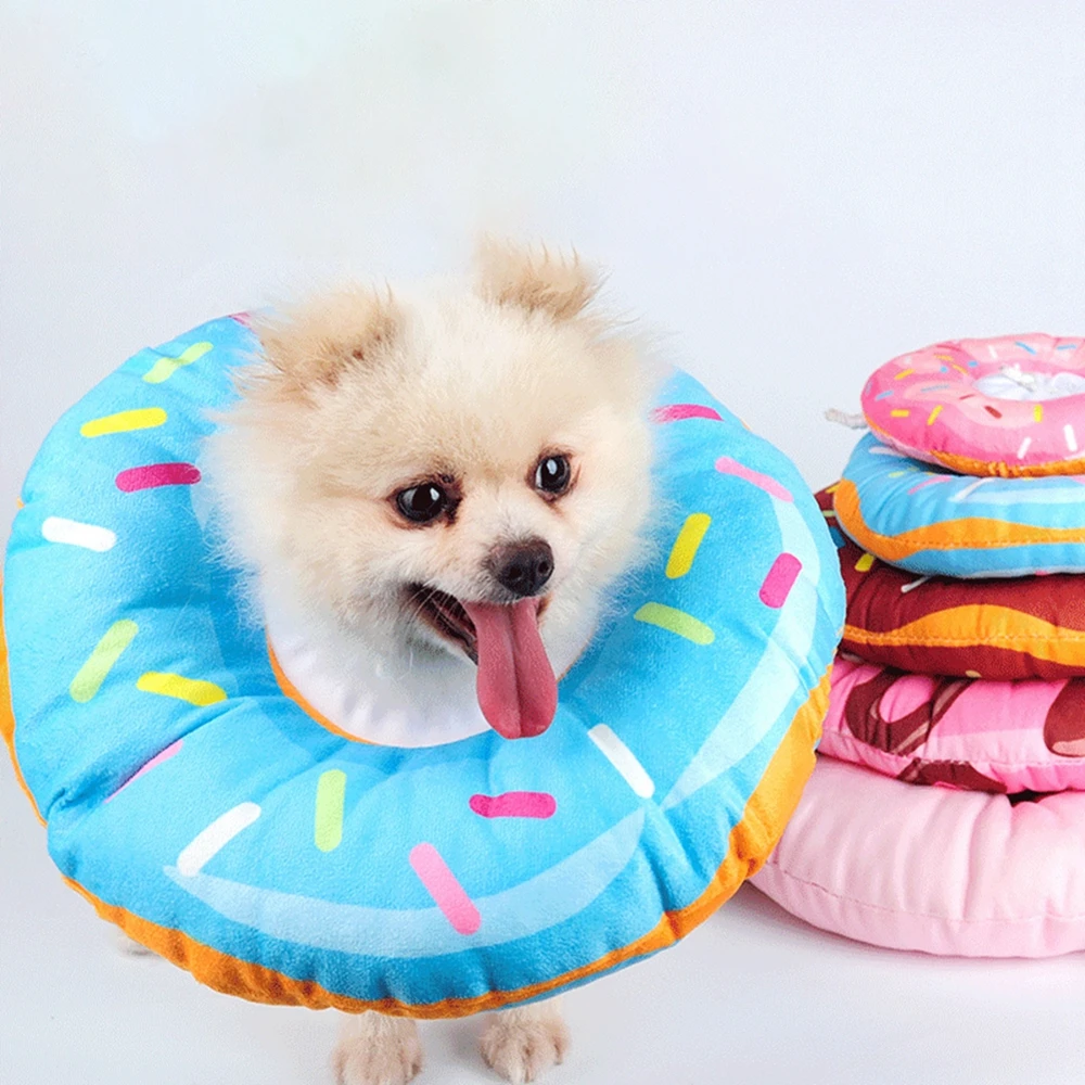 Adjustable Pet Donut Pet Cat Collar Recovery Cone Adjustable Cotton Blends Neck Recover Cat Dog Printed Pet Protection Collar