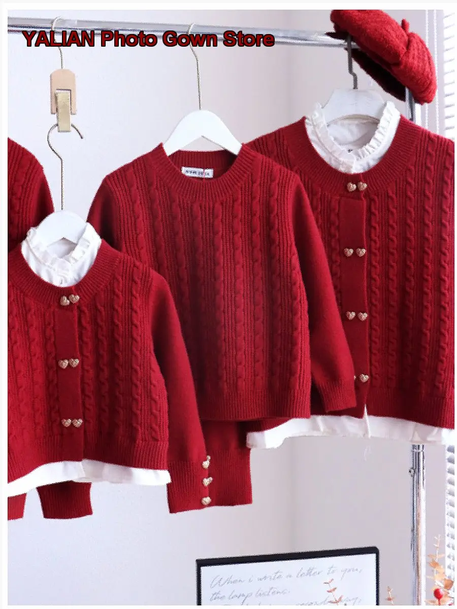 Family Outfit 2025 Three or Four Members Mother-Son Mother-Daughter Cozy Fall Winter Set
