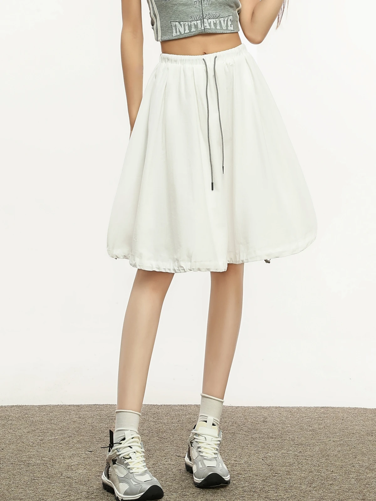 

ZHISILAO новые белые юбки трапециевидной формы, женские винтажные повседневные юбки до колена с высокой талией Y2K, лето 20л