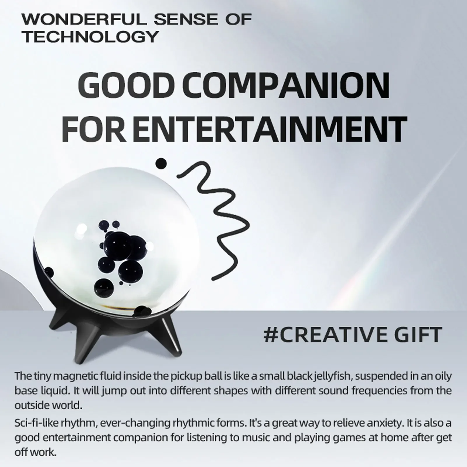 

Ferrofluid Music Mate Ferrofluid Sound Visualizer Desk Decor Type C Charging Music Companion Magnetic Fluid Pickup for Desktop