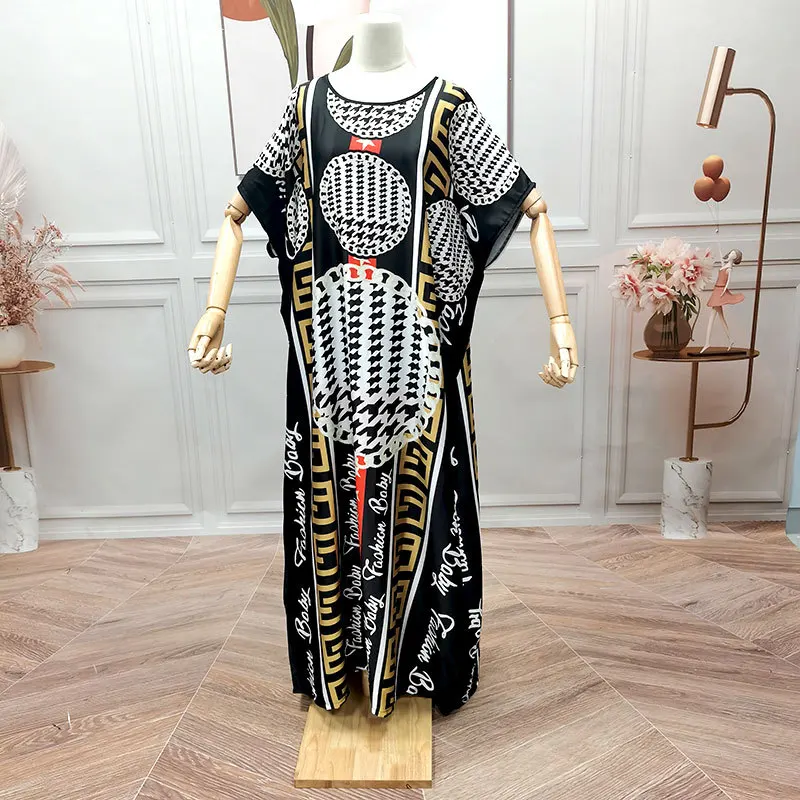 

New Style Fashion Summer Loose Big Size Beach Vacation African Printed Women Dress